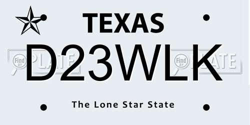 D23WLK Texas License Plate
