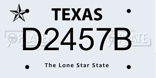 D2457B Texas License Plate
