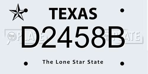 D2458B Texas License Plate