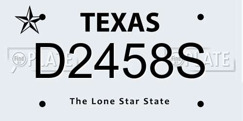 D2458S Texas License Plate