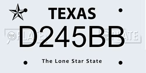 D245BB Texas License Plate