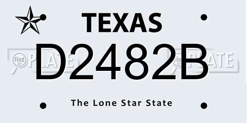 D2482B Texas License Plate
