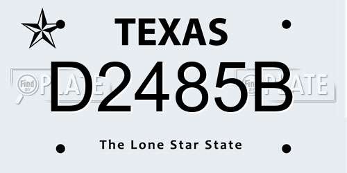 D2485B Texas License Plate