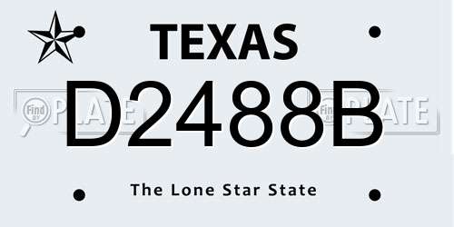 D2488B Texas License Plate
