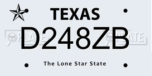 D248ZB Texas License Plate