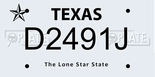 D2491J Texas License Plate