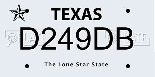 D249DB Texas License Plate
