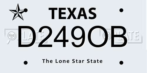 D249OB Texas License Plate