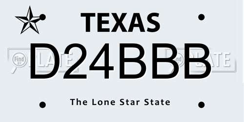 D24BBB Texas License Plate