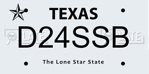 D24SSB Texas License Plate