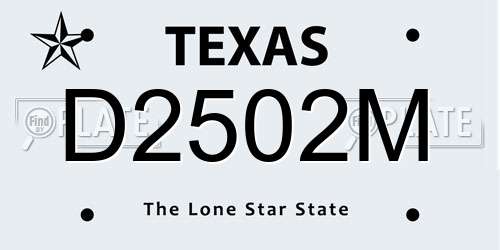 D2502M Texas License Plate