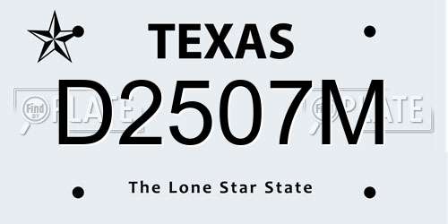 D2507M Texas License Plate