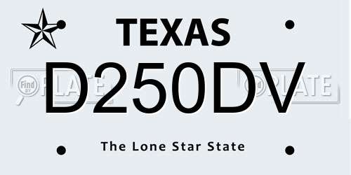 D250DV Texas License Plate
