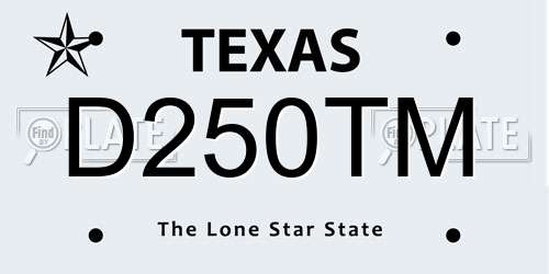 D250TM Texas License Plate