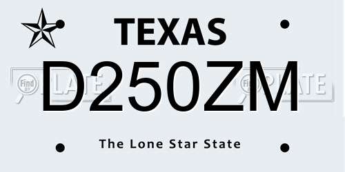 D250ZM Texas License Plate
