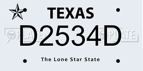 D2534D Texas License Plate