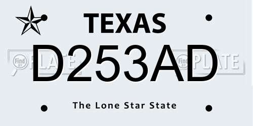 D253AD Texas License Plate