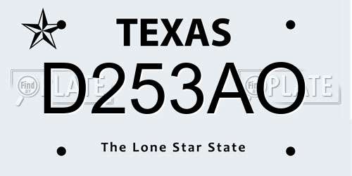 D253AO Texas License Plate