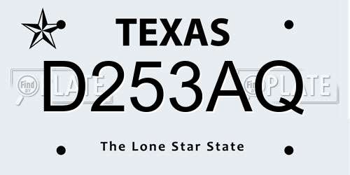 D253AQ Texas License Plate