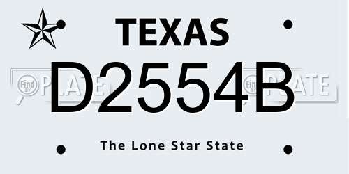 D2554B Texas License Plate