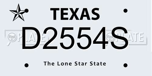 D2554S Texas License Plate