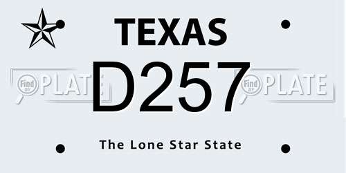 D257 Texas License Plate