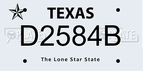D2584B Texas License Plate
