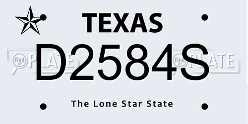 D2584S Texas License Plate
