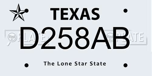 D258AB Texas License Plate