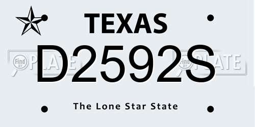 D2592S Texas License Plate