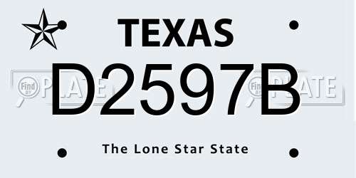 D2597B Texas License Plate