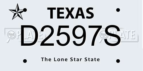 D2597S Texas License Plate