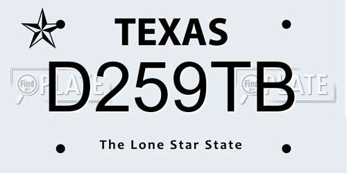 D259TB Texas License Plate