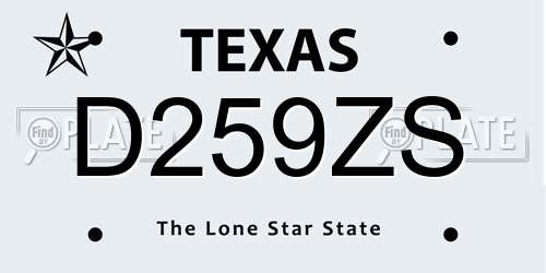 D259ZS Texas License Plate
