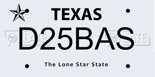 D25BAS Texas License Plate