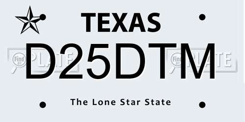 D25DTM Texas License Plate