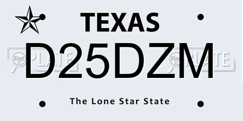 D25DZM Texas License Plate