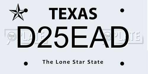 D25EAD Texas License Plate