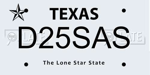 D25SAS Texas License Plate