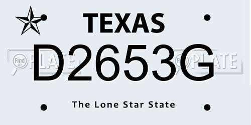 D2653G Texas License Plate