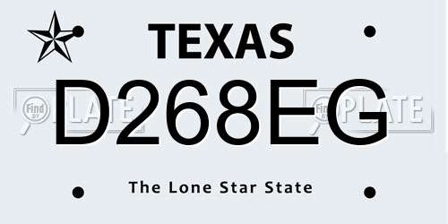 D268EG Texas License Plate