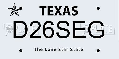 D26SEG Texas License Plate