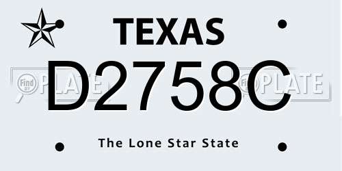 D2758C Texas License Plate