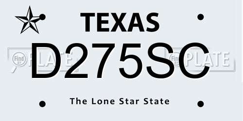 D275SC Texas License Plate