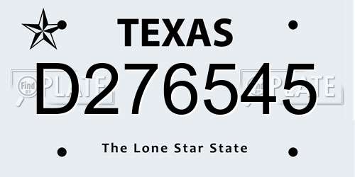 D276545 Texas License Plate