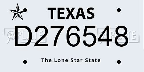 D276548 Texas License Plate