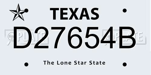 D27654B Texas License Plate