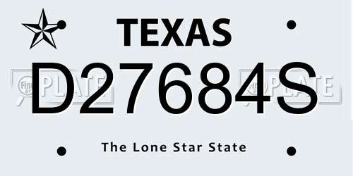 D27684S Texas License Plate