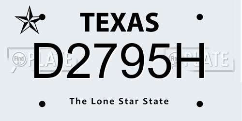 D2795H Texas License Plate