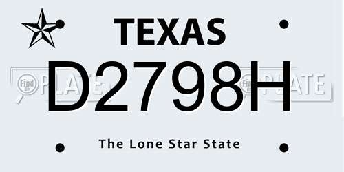 D2798H Texas License Plate